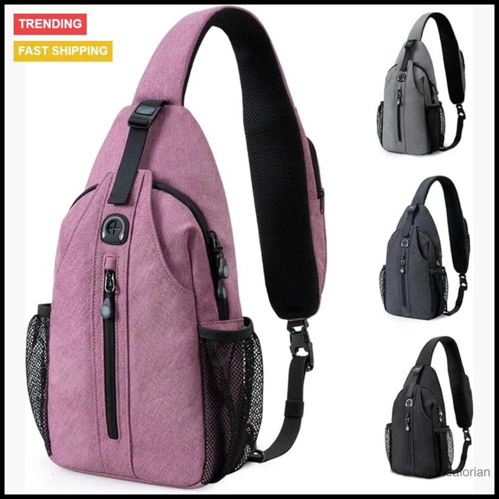 Anti-Theft Crossbody Sling Bag Adjustable Strap Usb Port Rfid Blocking Daypack